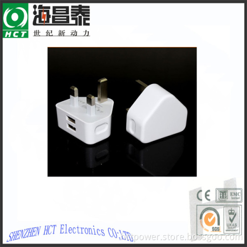 5V 2.1A UK Adapter with Dual USB Ports (CE)